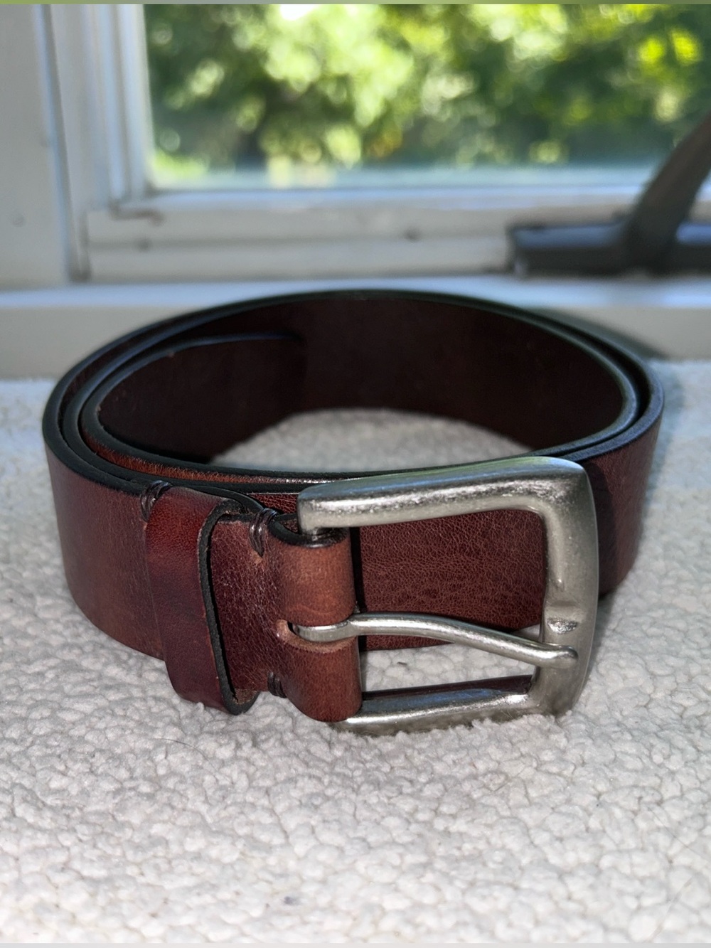 GAP Factory Store Brown Genuine Leather Belt Silver Buckle